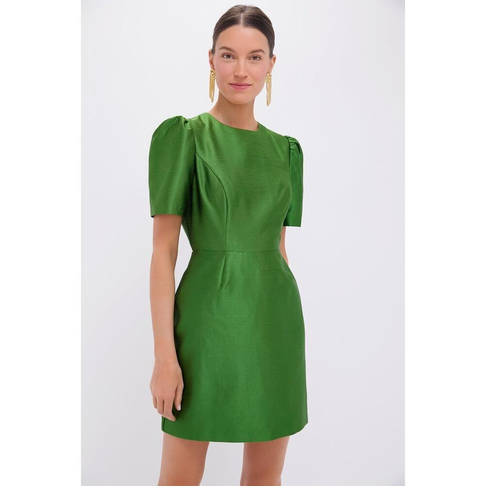 Tuckernuck Vibrant Green Puff-Sleeve Mini Dress